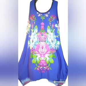 "OB Fashion" Women's Sheer Floral Print Asymmetrical Racerback Tank Top